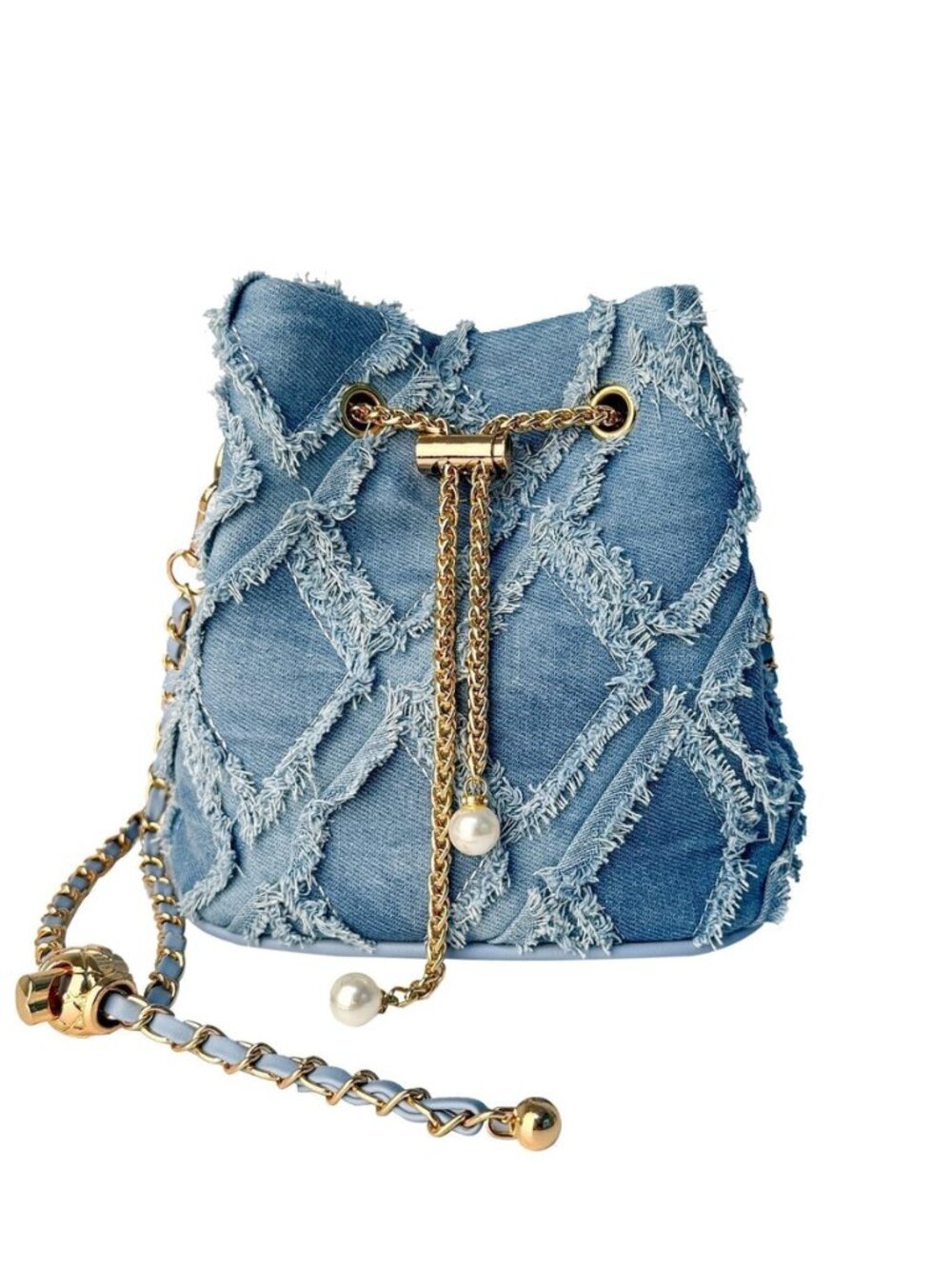 Denim Purses for Women Jean Crossbody Bag Quilted Drawstring Purses